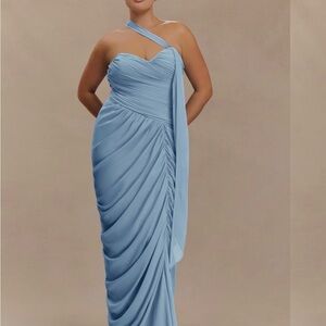 Meshki Light Blue One-Shoulder Gown